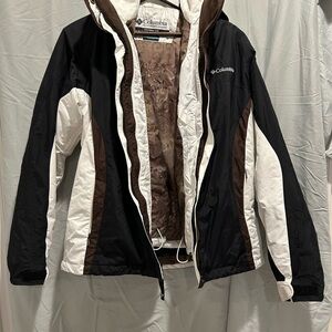 Columbia Women's Black, White, and Brown Interchange 3-in-1 all-weather coat (M)